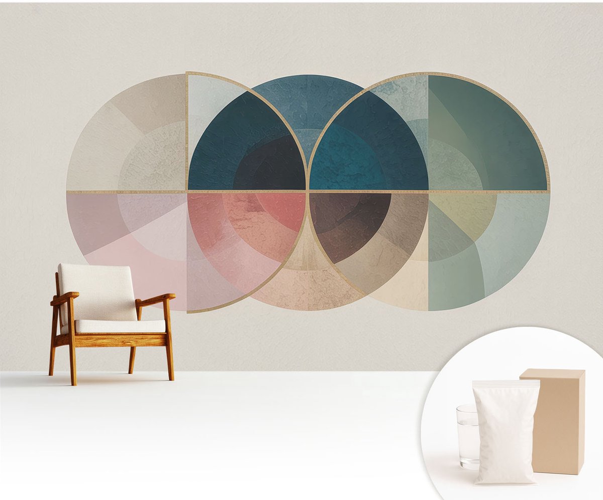 Wallfluent Fotobehang - Marine Vliesbehang - 416x254 cm - Geometrische Elegantie Muurschildering - Gang behang Abstractie - Fotobehang Vlies - Slaapkamer behang