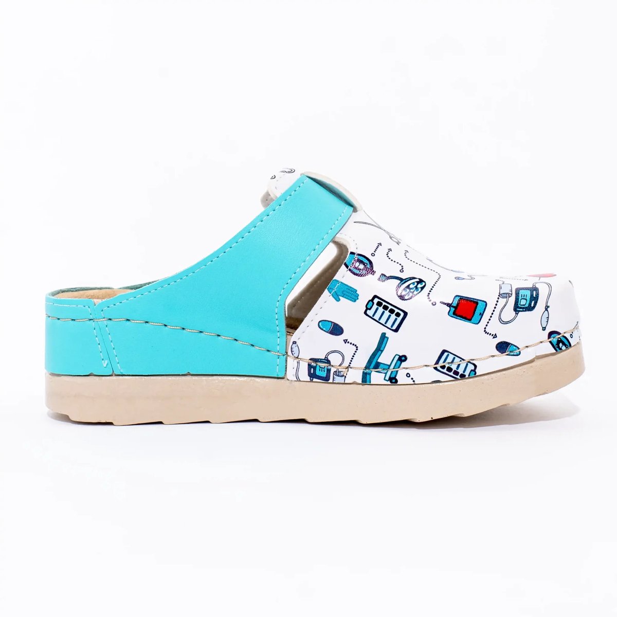 Medische klomp Unisex Print Doctor Mint Blauw maat 42 - Clogee