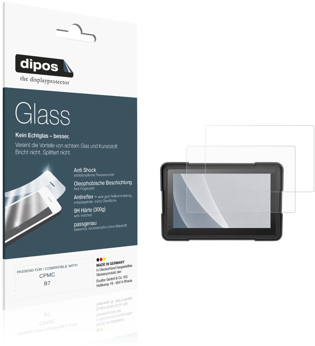 dipos – 2x Matte Pantserfolie geschikt voor CPMC B7 | 9H Screenprotector