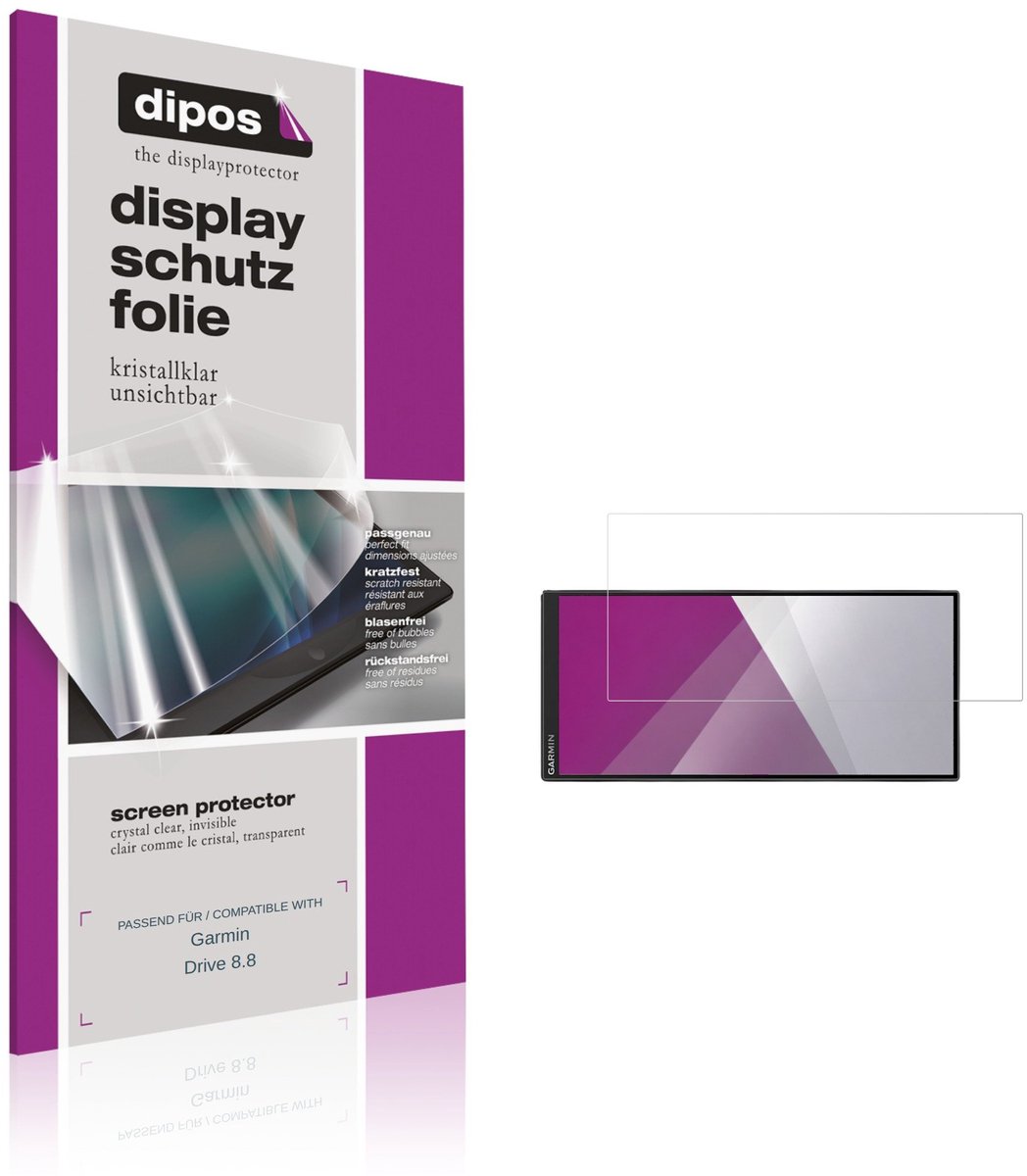 dipos – 2x Beschermfolie geschikt voor Garmin Drive 8.8 | Krasbestendige & heldere Screenprotector Ultra-Thin