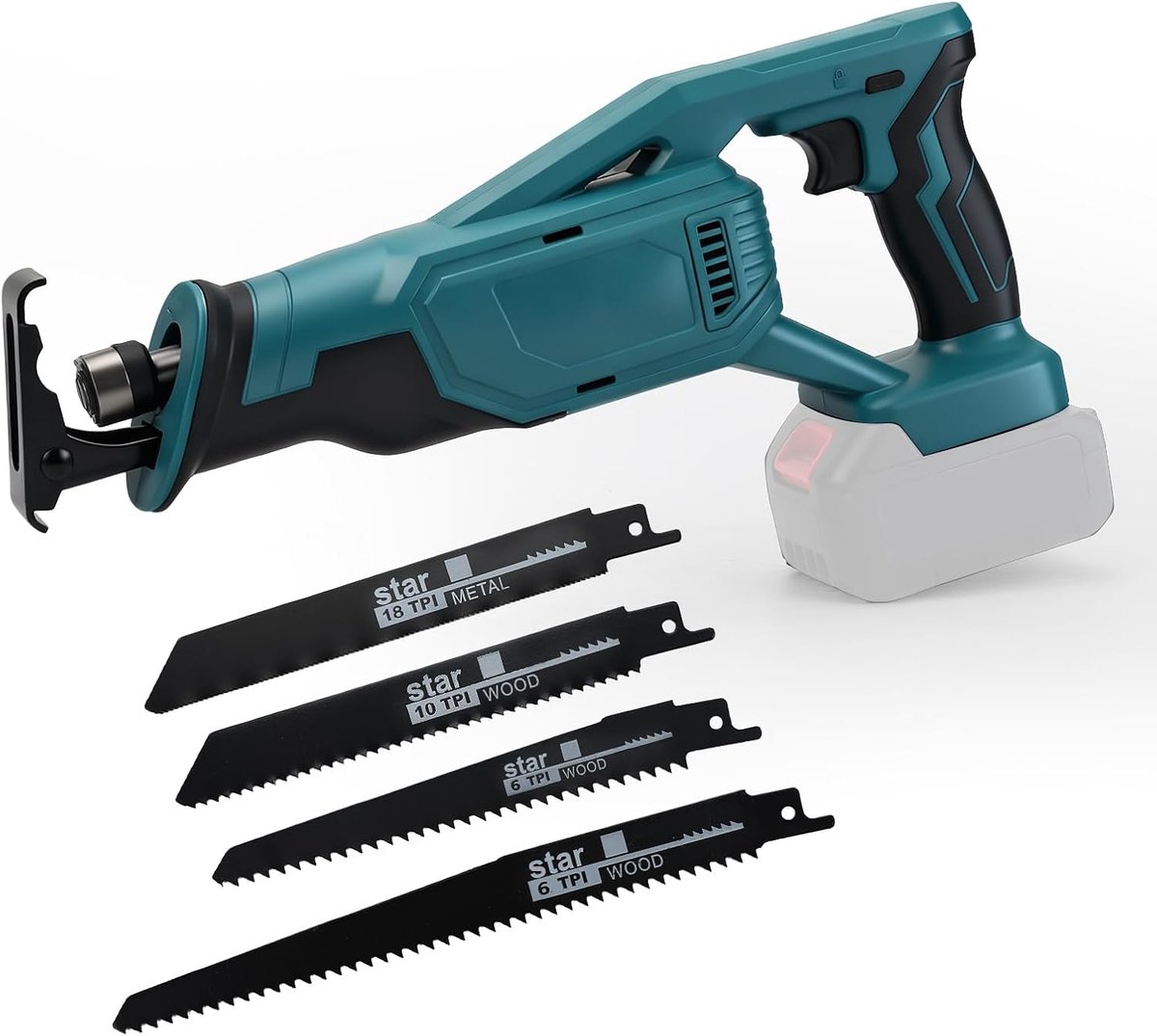 Reciprocating Saw Compatible with Makita 18 V Battery, Brushless Alternative Saw with Variable Speed, 3200 spm, 4 - ShopVlot