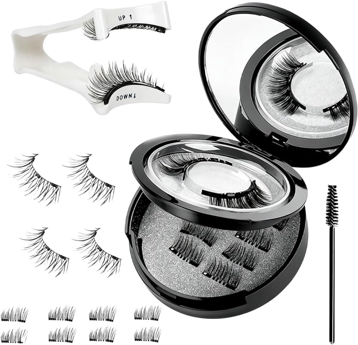 Magnetische wimpers set - 3 paar 3D valse wimpers - herbruikbaar met applicator - natuurlijke uitstraling - ShopVlot