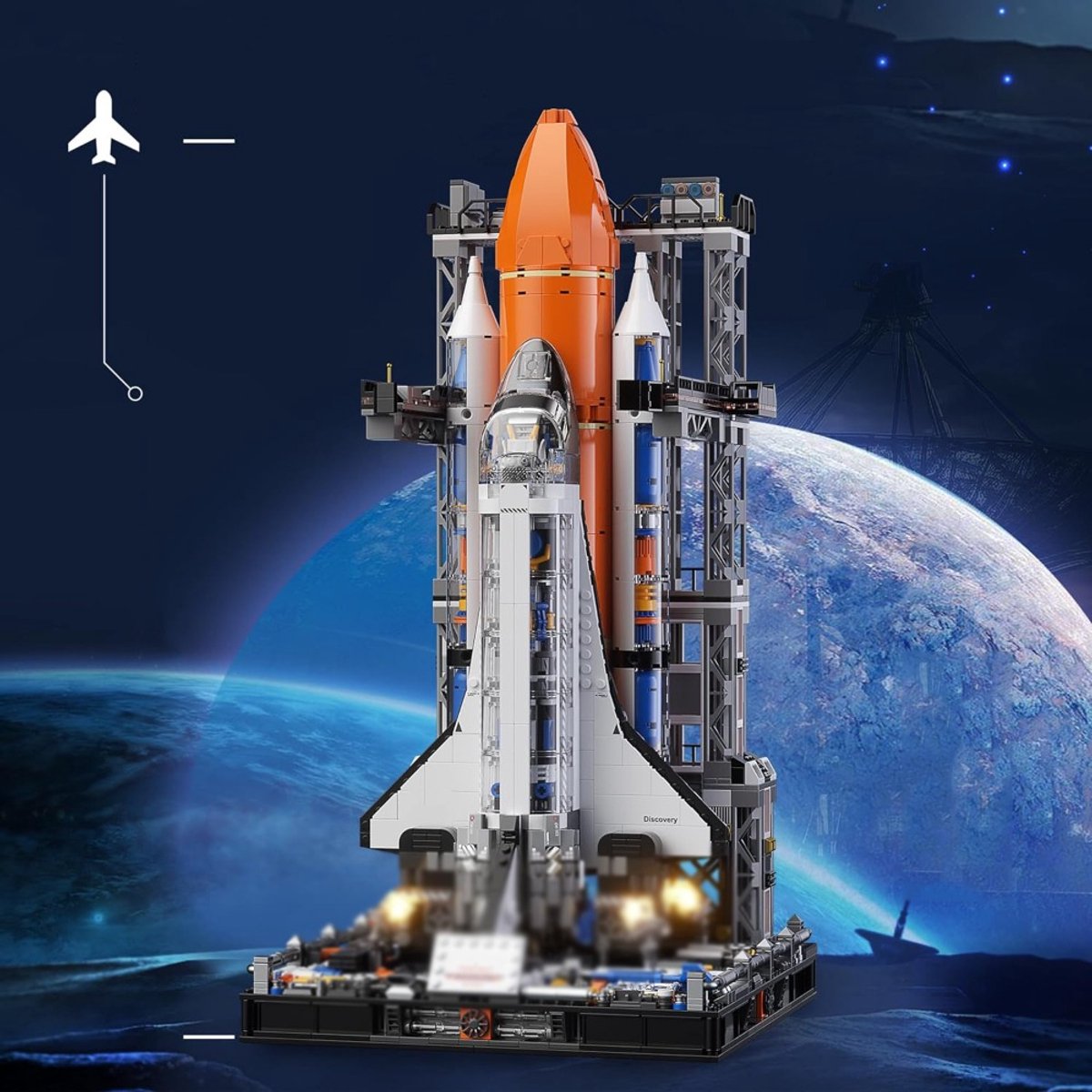Ruimteschip Bouwset 2226 Onderdelen - Realistisch Spaceshuttle Model met Lanceerplatform - Creatief Educatief Assembly Speelgoed - Perfect Sinterklaas- Kerstcadeau voor Kinderen vanaf 15 Jaar - Inclusief Display Standaard