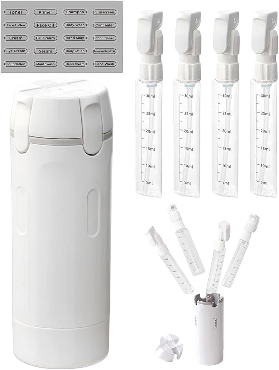 4-in-1 reisfles, wit, 30 ml, geschikt voor op reis - ShopVlot