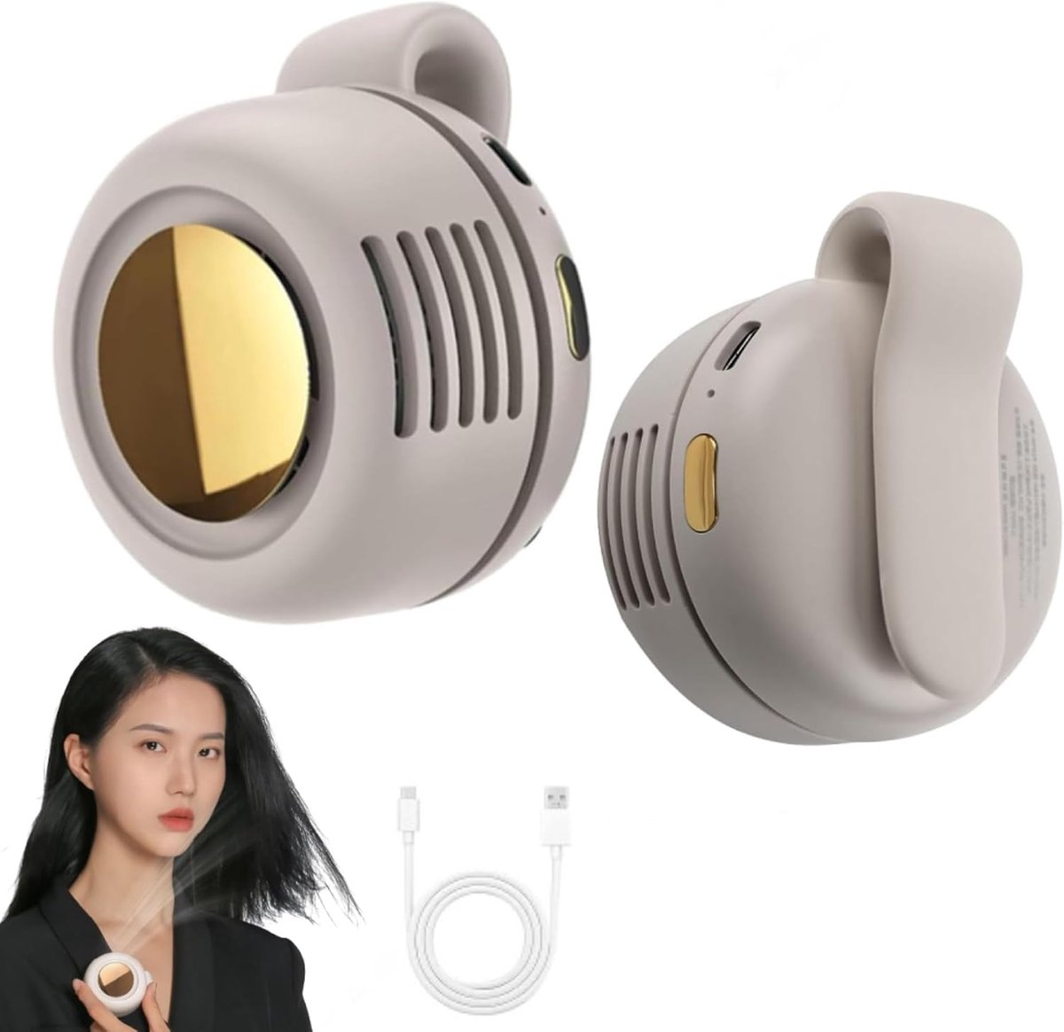 VONKELIOS®Draagbare Stille Mini Bladloze Klemventilator, Verstelbare 3 Snelheden, Hangende Tailleventilator voor Overhemd, Geschikt voor Buiten, Reizen en Kantoor, Reisaccessoire (Wit)