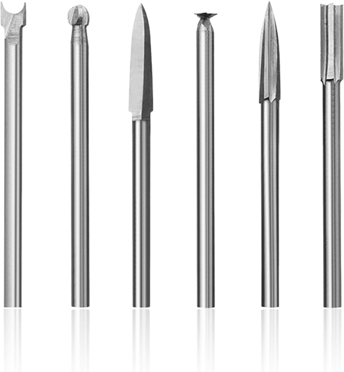 Metaalboorbeetjes 6Pcs - 0,3x5 cm - Zilver - Voor houtsnijwerk en graveren - ShopVlot