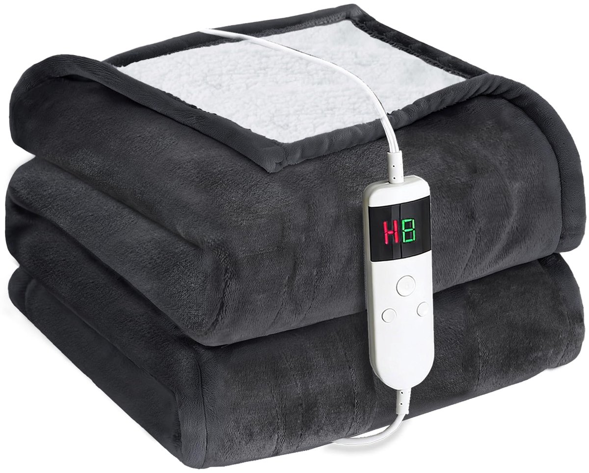 Cushious Verwarmingsdeken, warmtedeken met automatische uitschakeling, 130 x 180 cm, 10 verwarmingsstanden en 8-uurs - ShopVlot