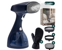 Simss® - Kledingstomer - Krachtige Handstomer voor Kleding en Meubilair - Stoomapparaat met 3 Opzetborstels - Snelle opwarmtijd - Inclusief Warmtebestendige Handschoen - 1500W - 300ml - Steamer - Elegant design - Mat - Blauw