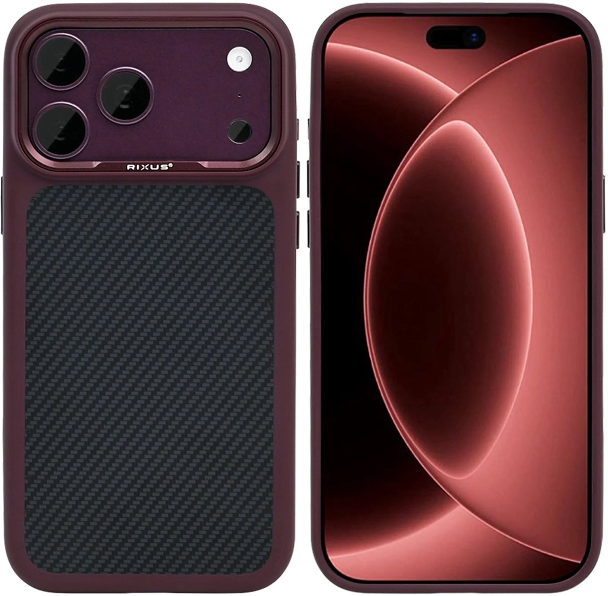 Rixus Mag Carbon With MagSafe Compatible For Apple iPhone 17 Pro, 18 Pro Deep Purple