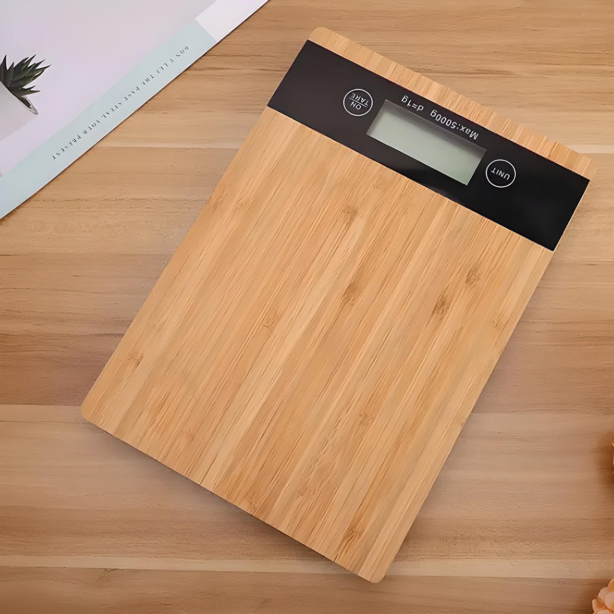 Retoo Keukenweegschaal bamboe, lcd-display, digitale weegschaal tot 5 kg, hoogwaardige en natuurlijke - ShopVlot