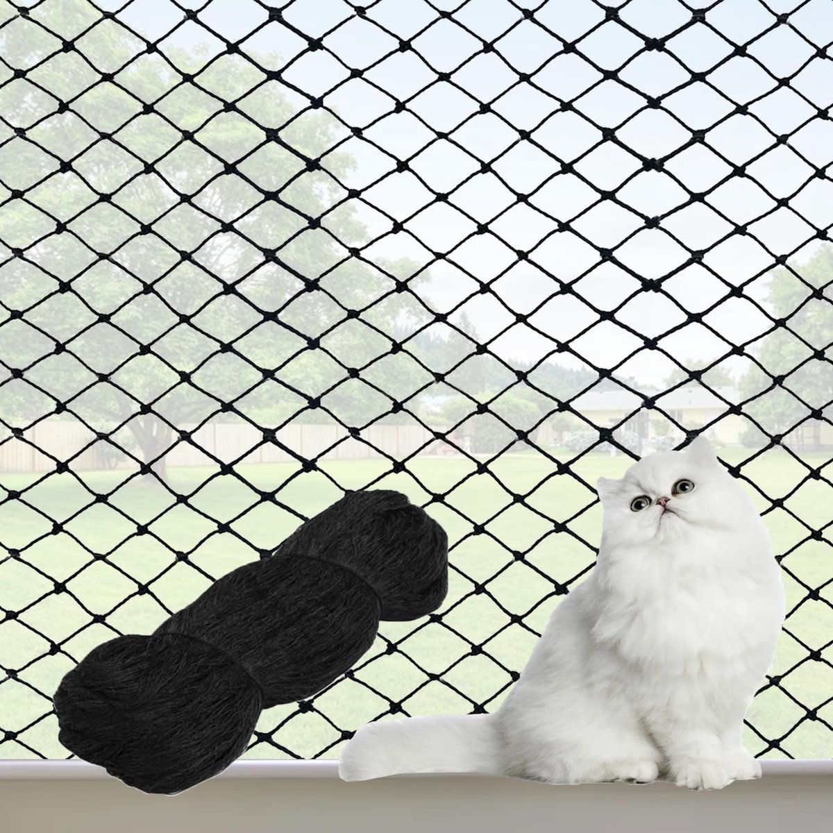SnelShoppen - Veiligheidnet voor katten, nylon trappen net, 3 x 7.5 m, snijdbaar, balkonreling net, geschikt voor kinderen, huisdieren, vogels, weerbe