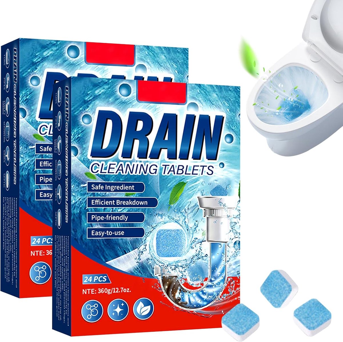SnelShoppen - Drain Cleaner, Zeer Sterk, Nieuwe Tube, Afvoerreiniger, Toilet Cleaner, Effectief en Materiaalvriendelijk tegen Verstopingen, 1 Stuk