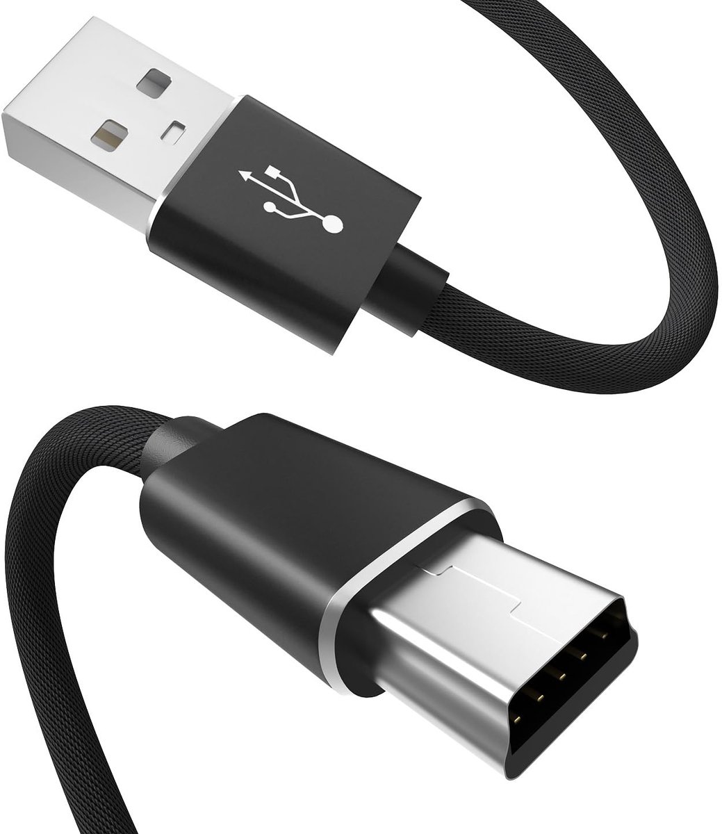 SnelShoppen - USB Mini Oplaadkabel 1m - Zwart Gevlochten - Compatibel voor Snelle Oplading en Gegevensoverdracht - Ideaal voor Thuis, Kantoor, en Reiz