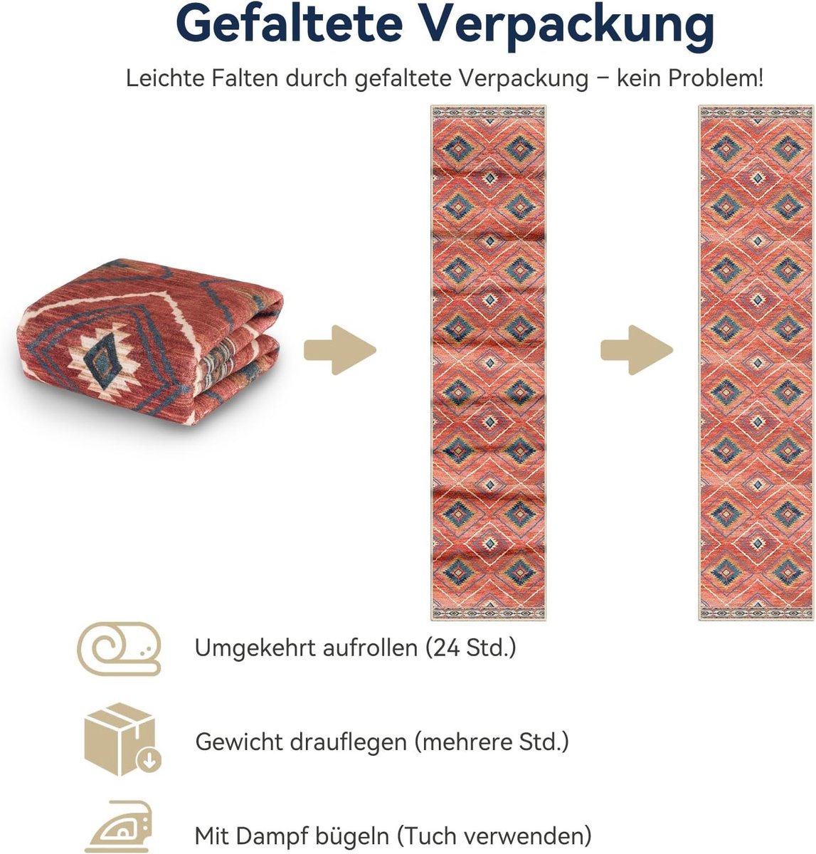 SnelShoppen - Carpet Runner Hallway 60 x 300 cm, Antislip Keuken Loper, Korte Velvet Vloerkleed in Boho Design, Wasbaar en Vouwbaar - Voor Gang, Keuke