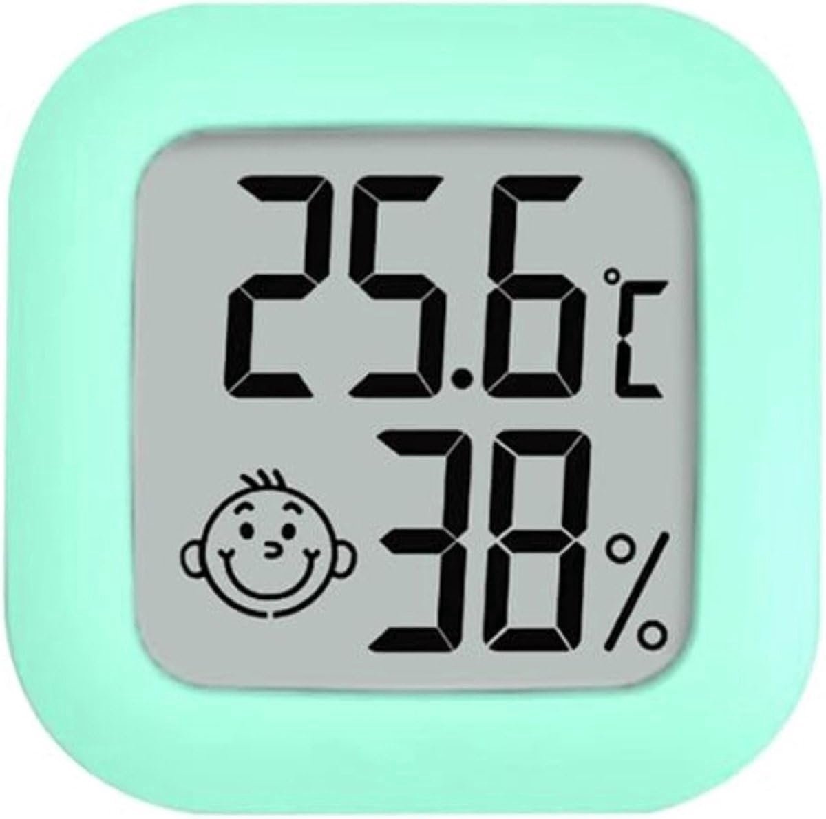 SnelShoppen - Hygrometer Weerstation Vochtigheidsmeter Thermometer voor Binnen met Batterij & Plakstrip - Groene Weerstation voor Kinderkamer