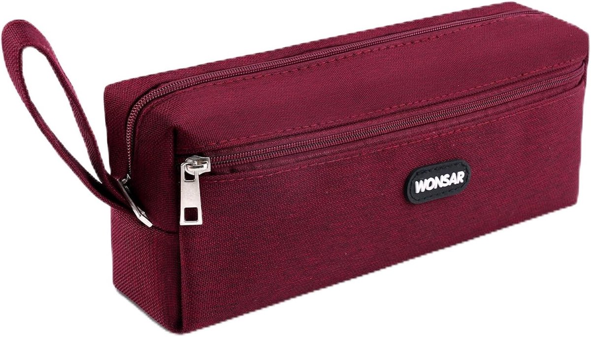 SnelShoppen - Compacte Pennenhouder voor Kinderen, Tieners en Volwassenen - Rood, Hoogwaardige Oxford Stof, Ideaal voor School, Kantoor en Reizen - 21
