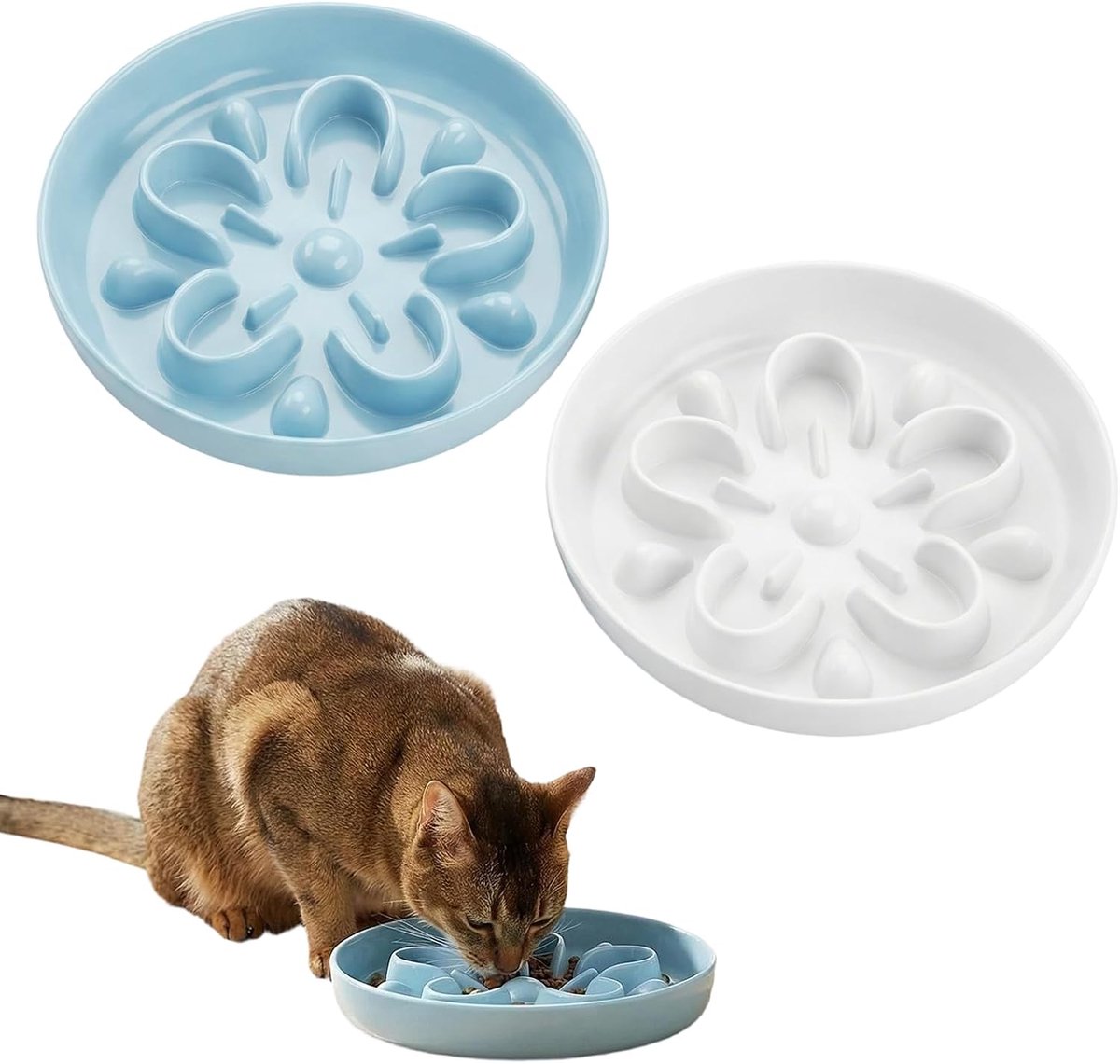 Kattenkommen slow feeder - melamine labyrint ontwerp - antislip onderkant - voorkomt braken - ShopVlot