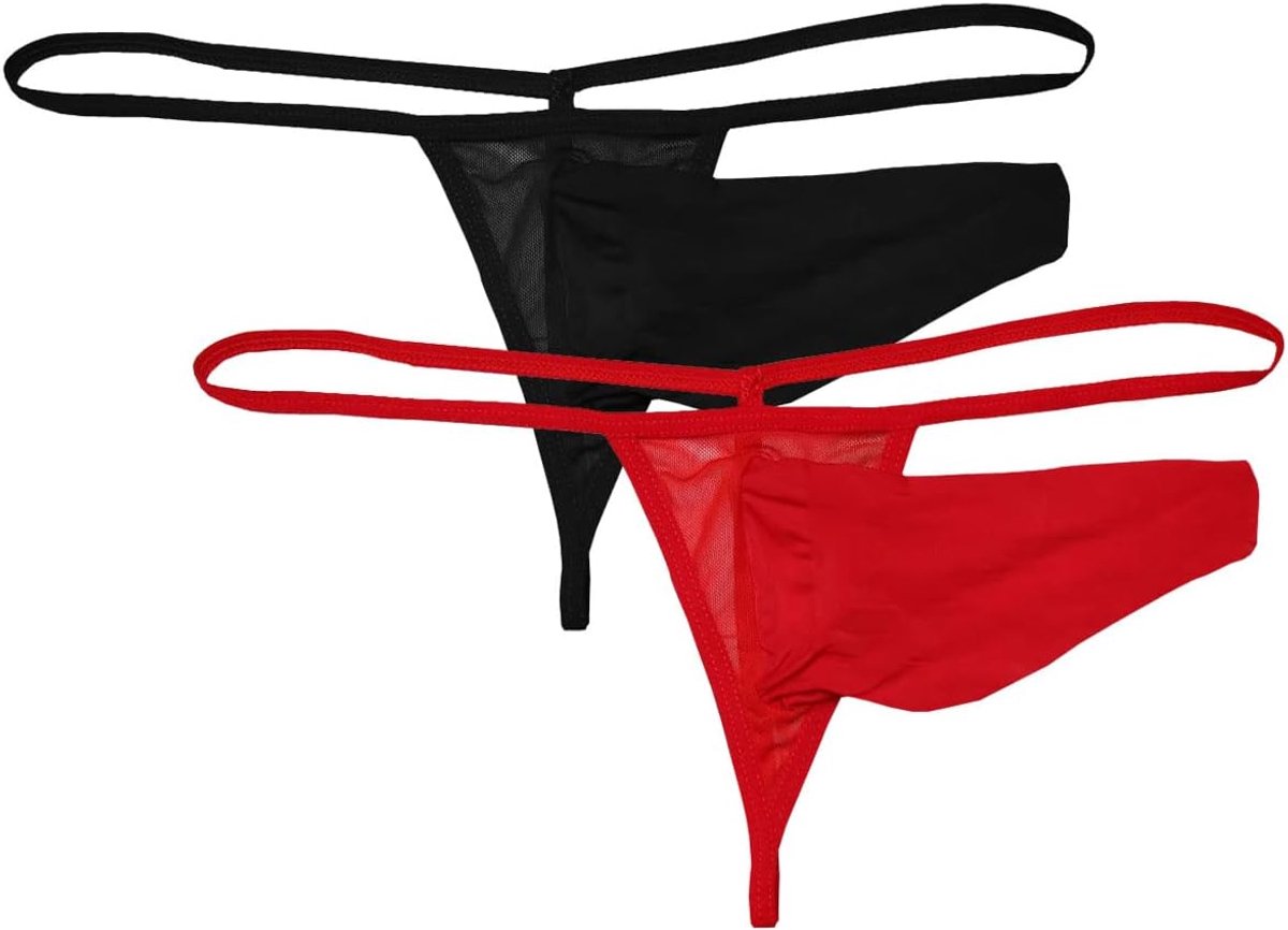 Heren String Ondergoed - Lange U Bulge - Leopard Zwart Blauw Rood - Comfortabel en stijlvol - ShopVlot