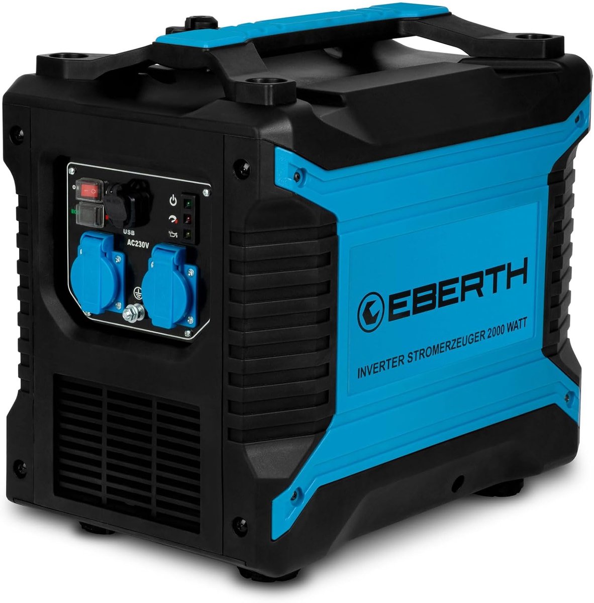 Generator 31x46x42 cm - Krachtige en Stille Inverter Aggregaat met 2000W Continu Vermogen, 4-Takt Benzine Motor, 2x 230V en 2x USB Aansluitingen - Industrohome