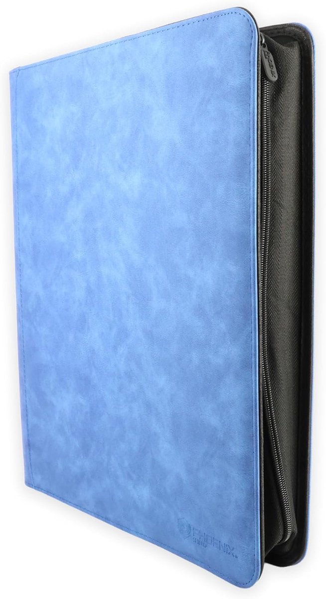 SnelShoppen - Blauw Album in Lederlook voor 9 Toploader Kaarten - Sturdy Folder met Zip en Side Opening - Geschikt voor 360 Kaarten - Perfect voor Ver