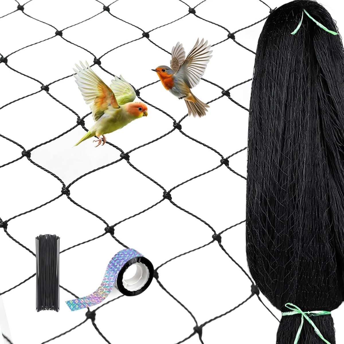 Vogelbeschermingsnet 7,5 x 15 m - UV-bestendig nylon - Fijnmazig met afschrikband - Beschermt tuin en vijver - ShopVlot