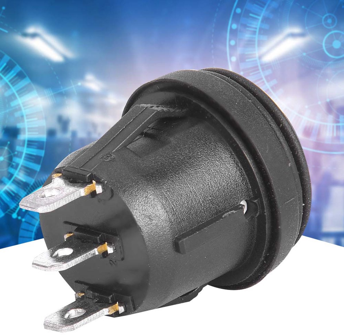 Ronde rocker switch 3-polig - zwart - 3 standen On Off On - geschikt voor 10A 125V en 6A 250V - ShopVlot