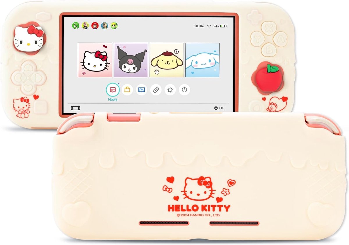 SnelShoppen - Kuitmor Switch Lite Beschermhoes - Zachte Siliconen Case, Krastbestendige Bescherming met 2 Thumb Grip Caps - HLK Off White