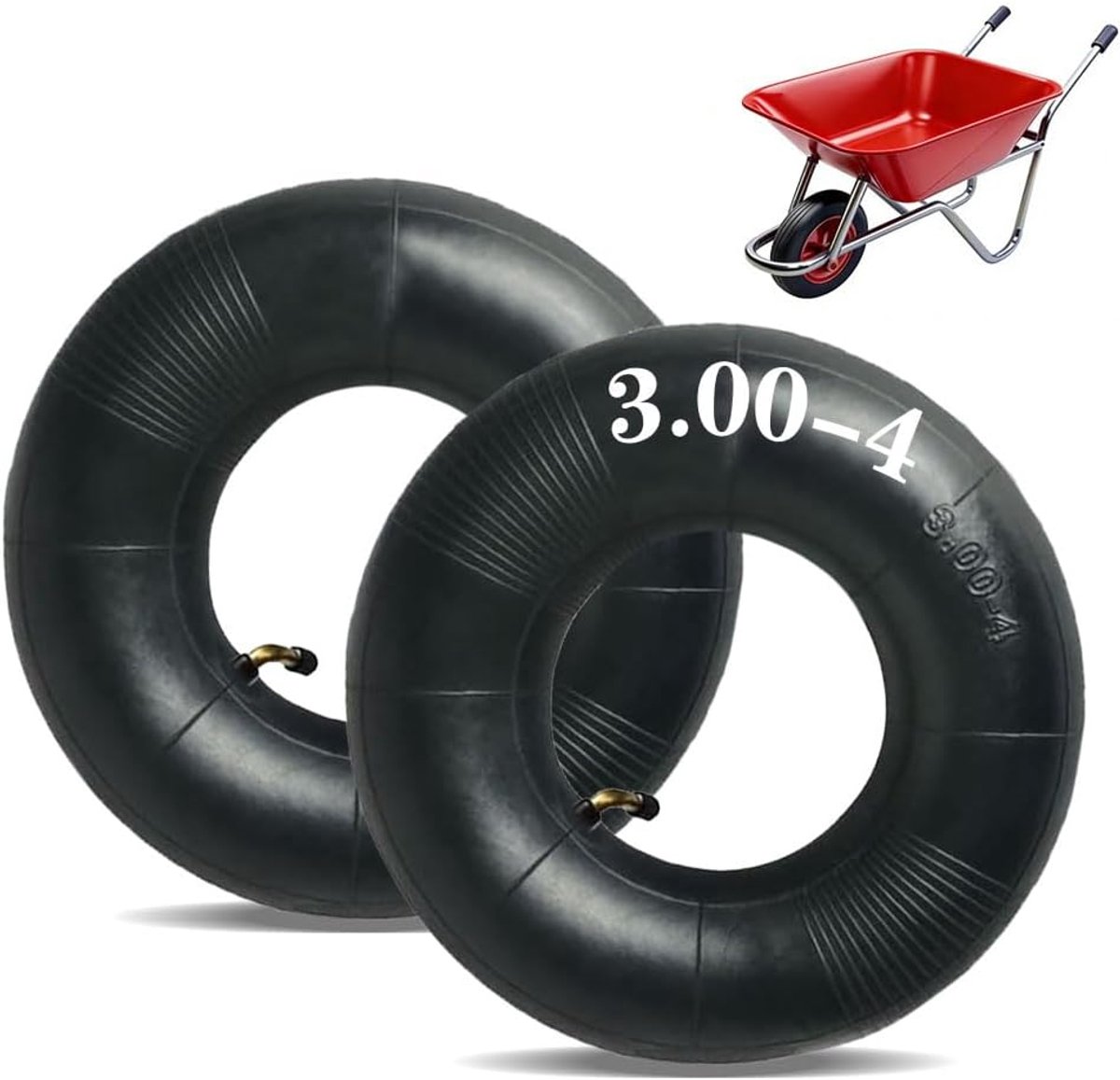 SnelShoppen - Slang voor Kruiwagen 3.00-4 - Reservebanden Luchtband - Sterk Draagvermogen - Gebogen Ventiel - Binnenslang voor Grasmaaier, Handwagen,