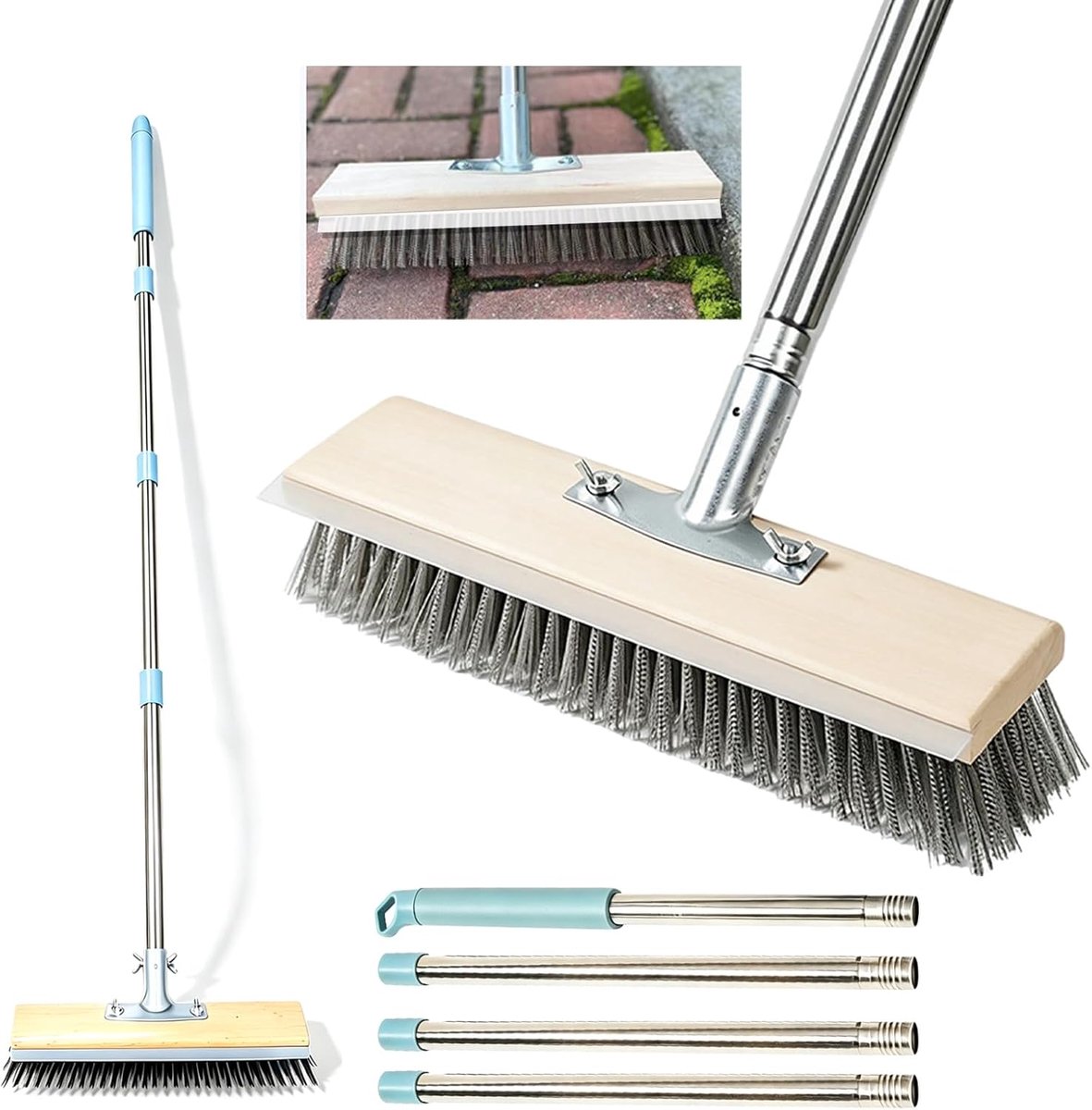 SnelShoppen - Buitenborstel met Schuine Borstelkop van 30 cm, Raamwisser voor Watervlekken, Verstelbare Roestvrijstalen Steel, Ideaal voor Keuken en B