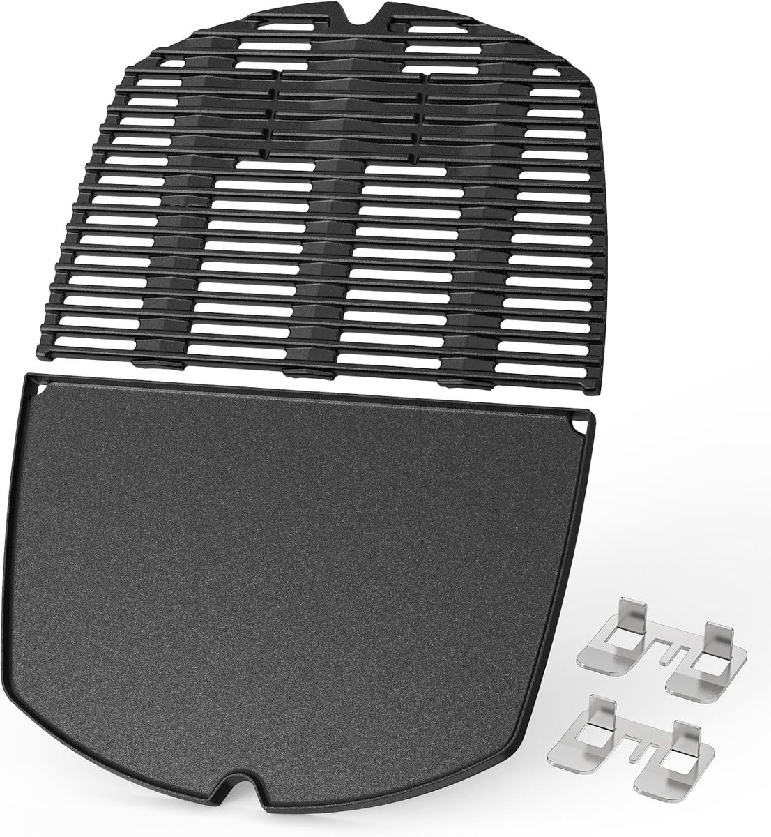 Grillrooster en bakplaat 45 x 31,5 cm - gietijzer - vervangend voor Weber Q300/Q320 - ideaal voor bakken - ShopVlot