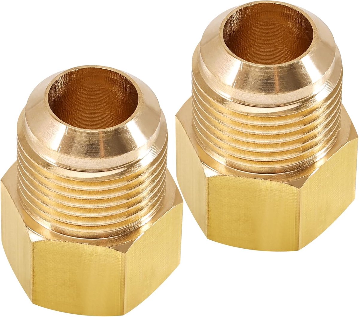 SnelShoppen - 2x 1/2 inch vrouwelijke schroefdraad x 5/8 inch mannelijke schroefdraad connector, messing adapter voor airconditioning, gasleidingen, e