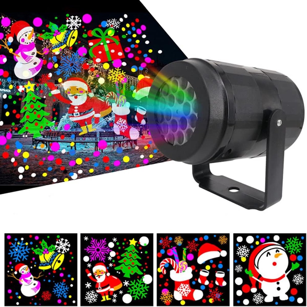 HisKes Kerst projector - Kerst projector voor buiten - LED-projector - LED-kerstprojector - 16 patronen - Geschikt voor kerstfeesten en feestdecoraties - Kerstman/sneeuwpop-patronen - Model A