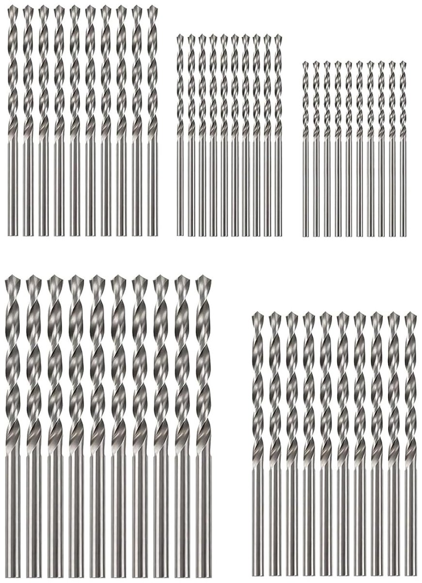 Set van 50 kleine HSS-houtboren, diameter 1 mm, 1,5 mm, 2 mm, 2,5 mm, 3 mm, mini-spiraalboor, HSS, voor hout, metaal - ShopVlot