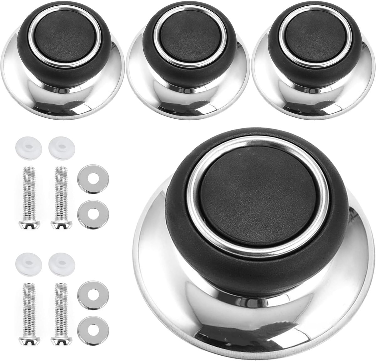 4pcs Heat Resistant Bakelite Pot Knob with Stainless Steel Base,Universal Pot Lid Handles Replacement for Slow - ShopVlot