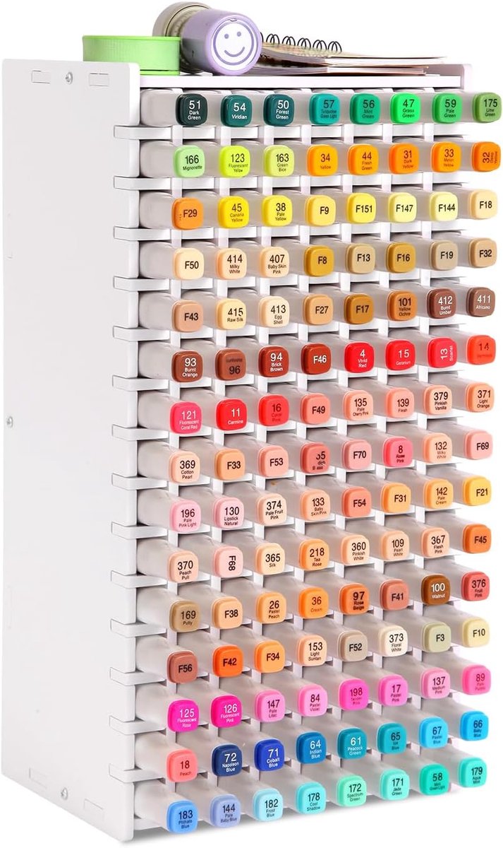 SnelShoppen - Marker Pens Organizer Desk, Penhouder voor Kleurpotloden, Stiften, Make-up, Houten Opbergdoos met 120 Vakken voor Thuis, Kantoor, School