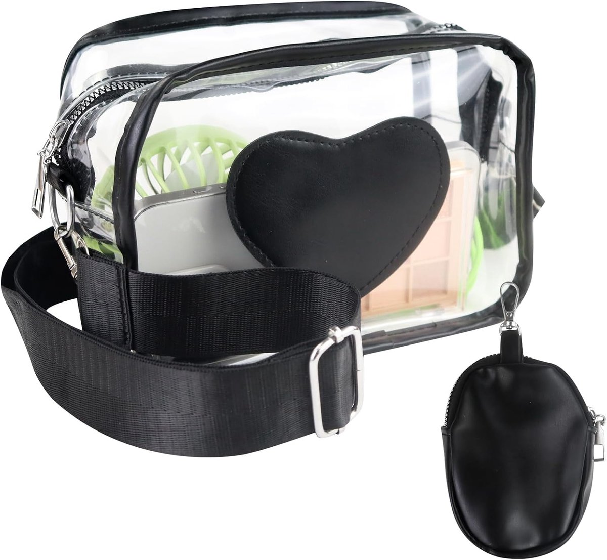 Andiker Transparent Shoulder Bag, 2-in-1 Crossbody Bag with Purse, Small, Waterproof, Transparent Shoulder Bag - ShopVlot