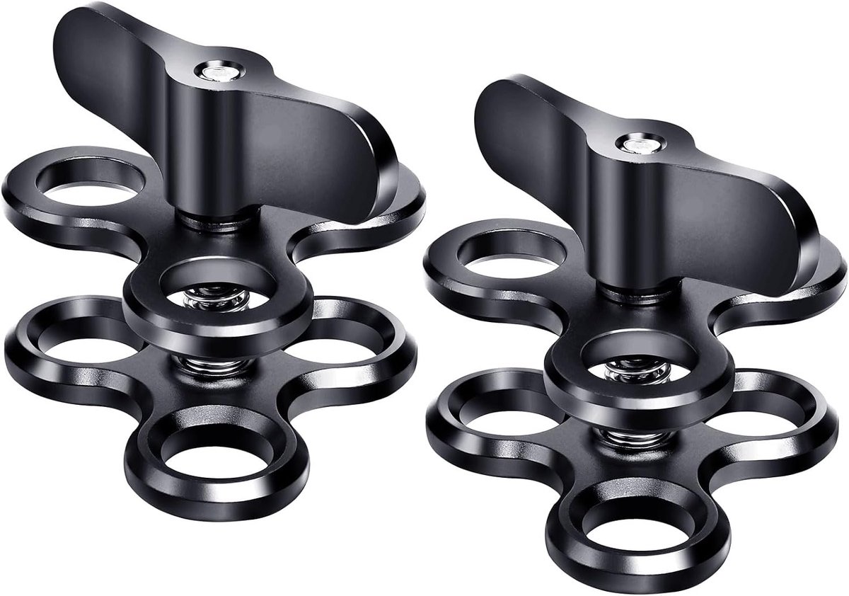1'' Aluminum Three Holes ball clamp mount for underwater diving light arms tray system, Photography Diving Camera - ShopVlot