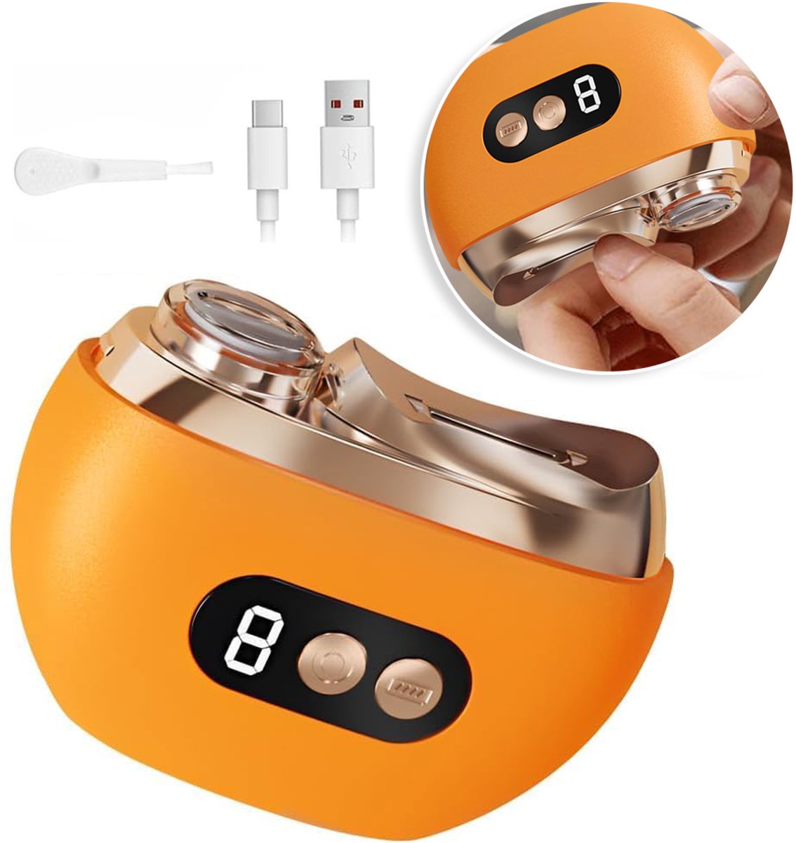 LED Nagelknipper Met 3 Snelheden En Opvangbak – Elektrische Nagelvijl En Trimmer – USB Oplaadbaar 500mAh – Bediening Met één Hand – Oranje