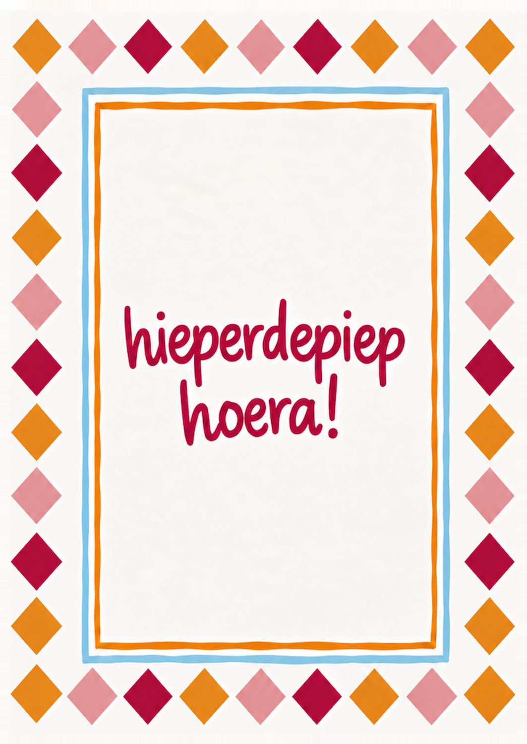Verjaardagskaart Hieperdepiep Hoera – Feestelijke A6-kaart met ruitjes