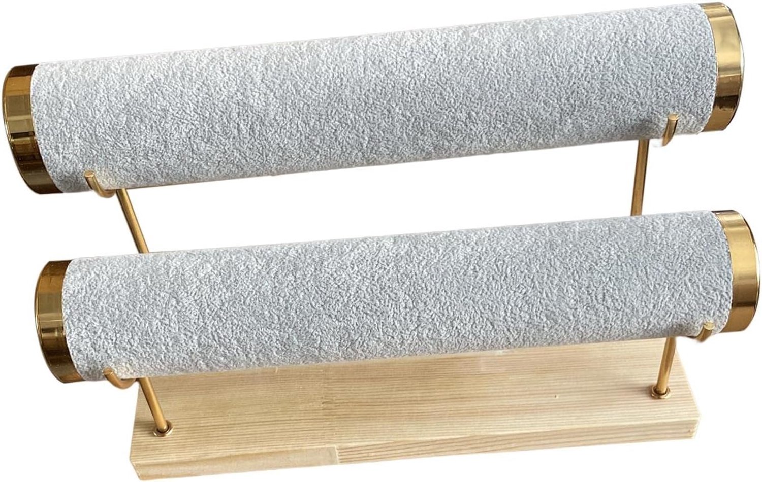 2 Tier Armband Display Stand voor Horloges Sieraden Winkel Teller Velvet Grijs, 31.02x7.87x7.28 In
