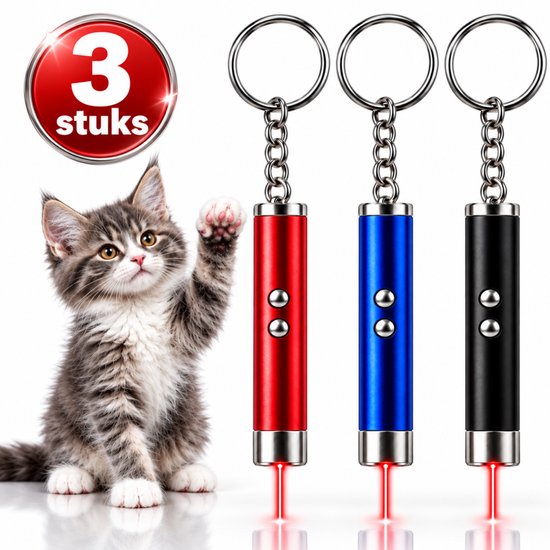 Mamosta® Laserpen Set - 3 Stuks - Klasse II - Sleutelhanger Laserlampje - Laserpointer Kat - Laser