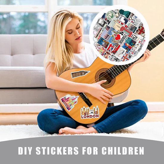 50 stuks Groot-Brittannië stickers, Londen souvenir, Engeland rode bus stickerset, koffer stickers reizen, Londen bus decoratie, voor koffer, laptops, fotoalbums, camping, skateboard, scrapbook — afbeelding 5
