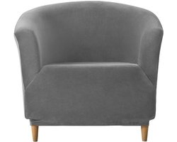 Luxe Fluwelen Badstoelhoezen, 1 Stuks Tub Chair hoes Antislip Tub Chair Covers voor fauteuils Elastische zachte Meubelbeschermer -donker grijs