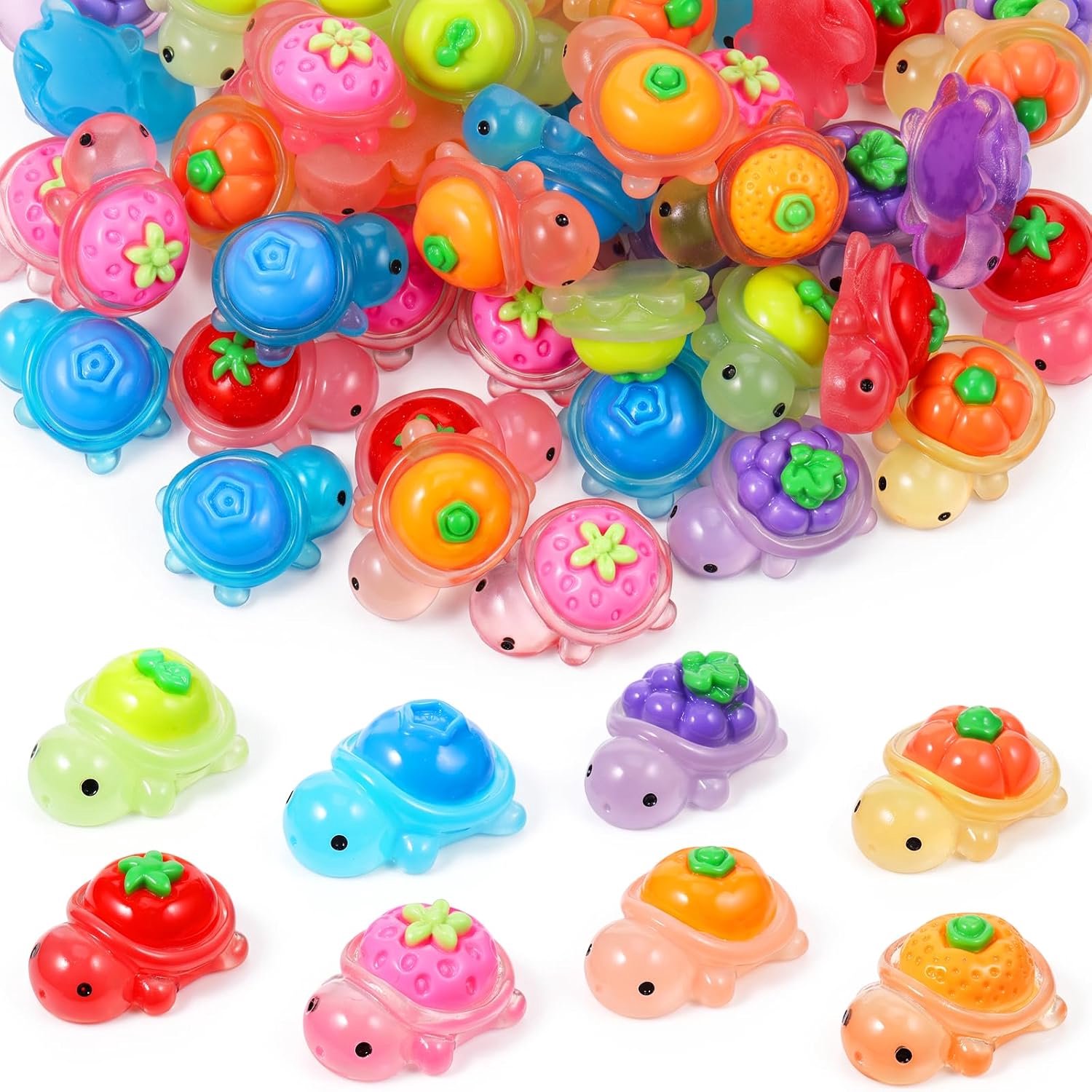 60Pcs Mini Hars Schildpadden, Lichtgevende Kleine Hars Schildpadden
