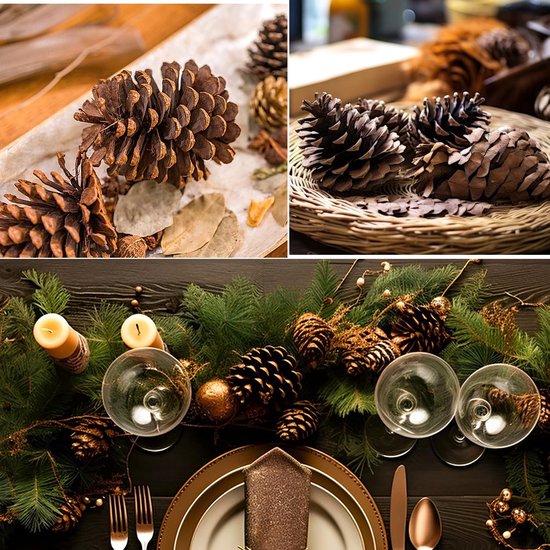 12 stuks grote dennenappels, 8-12 cm dennenappels, dennenappels voor ambachten, kerstboom, tafel, vaasvullers, winterdecoraties, kerst decoratie, kerstversiering (zonder geur) — afbeelding 4