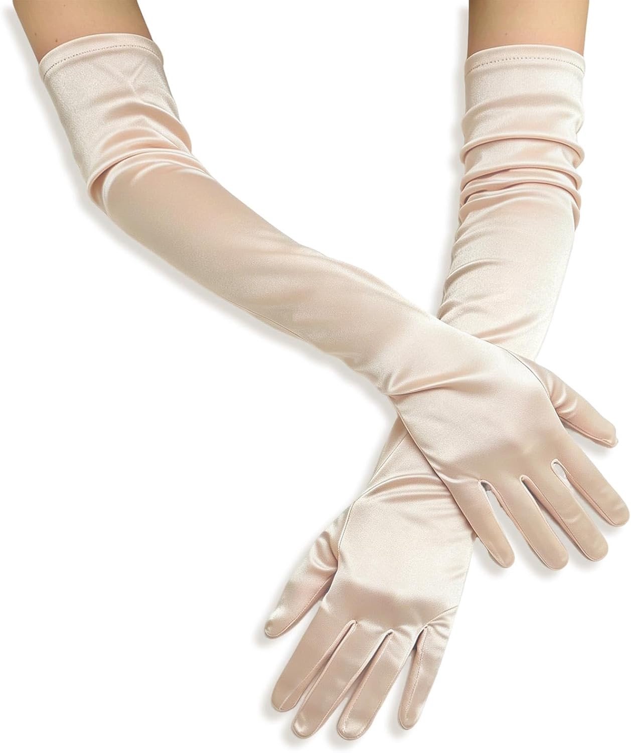 Lange Satijnen Handschoenen - Wit - 70 cm - Zachte Naadloze Bruidshandschoenen - Voor Dames