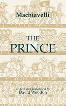 Boek met de titel "Machiavelli THE PRINCE" en "Edited and Translated by David Wootton". De achtergrond toont een reeks gegraveerde afbeeldingen van ruiters en karren.