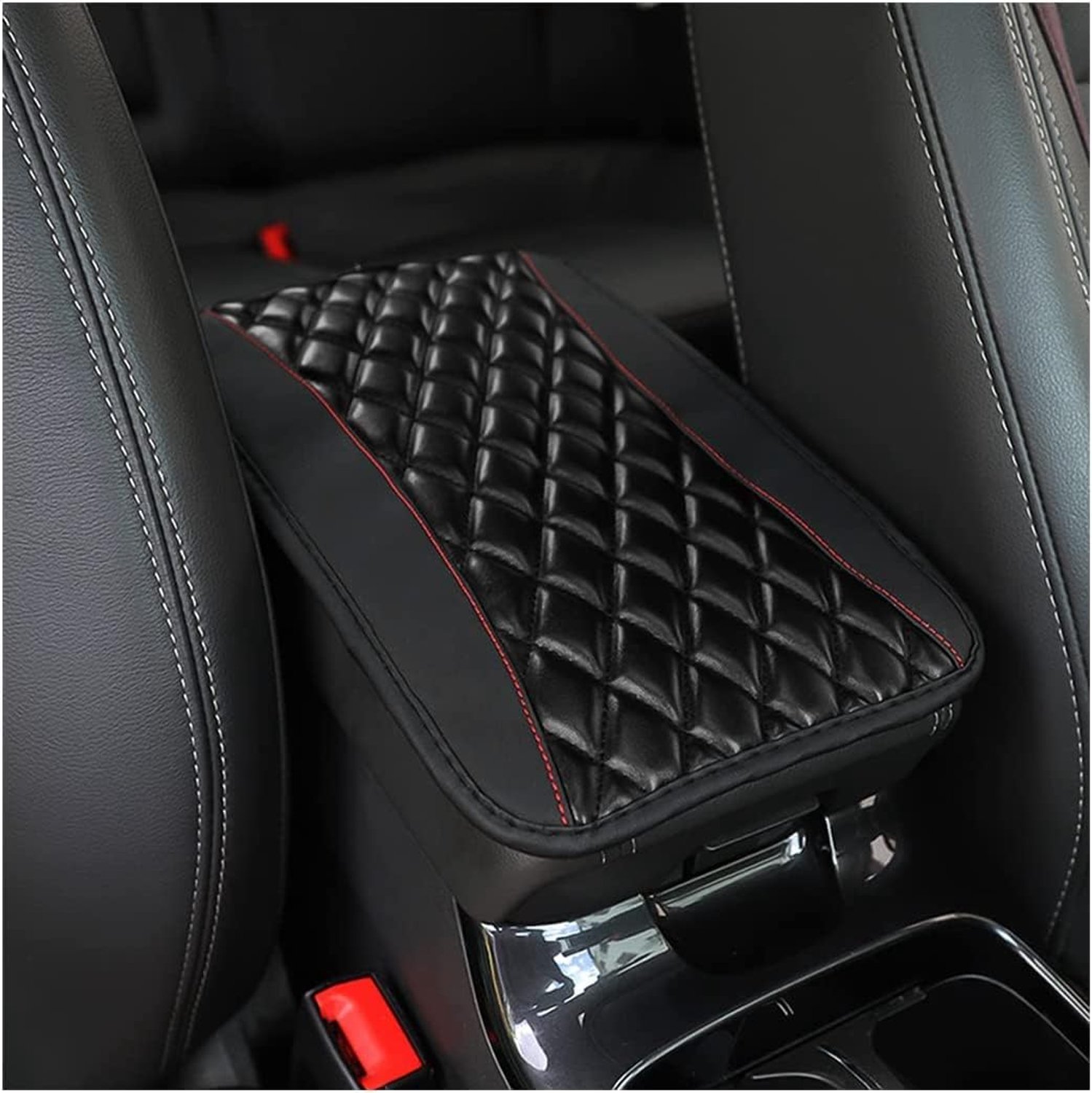 CGEAMDY Leather Car Armrest Cushion, Waterproof Armrest Seat Cushion, Comfortable Car Accessories for Most Cars, Vans and SUVs (Black)