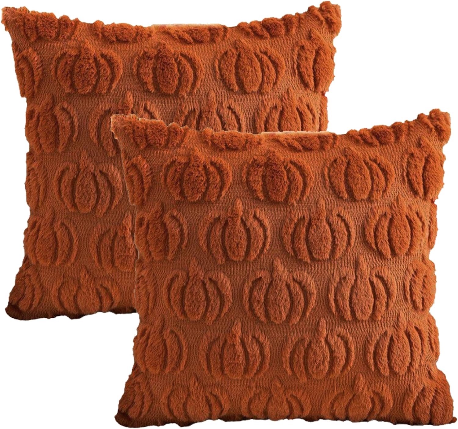 Kussenhoezen 45 x 45 cm - Rust Rood Pompoen - Zacht Pluche - Perfect voor Herfst en Thanksgiving - ShopVlot