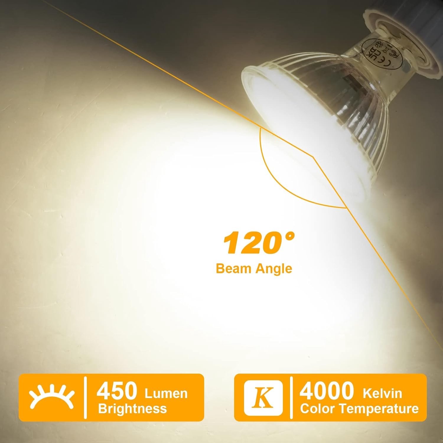 Led-spots Set van 4 - Natuurlijk Wit - Ø12,6 x 4,8 cm - Vervanging voor 40 W Halogeenlampen - Voor Binnenverlichting